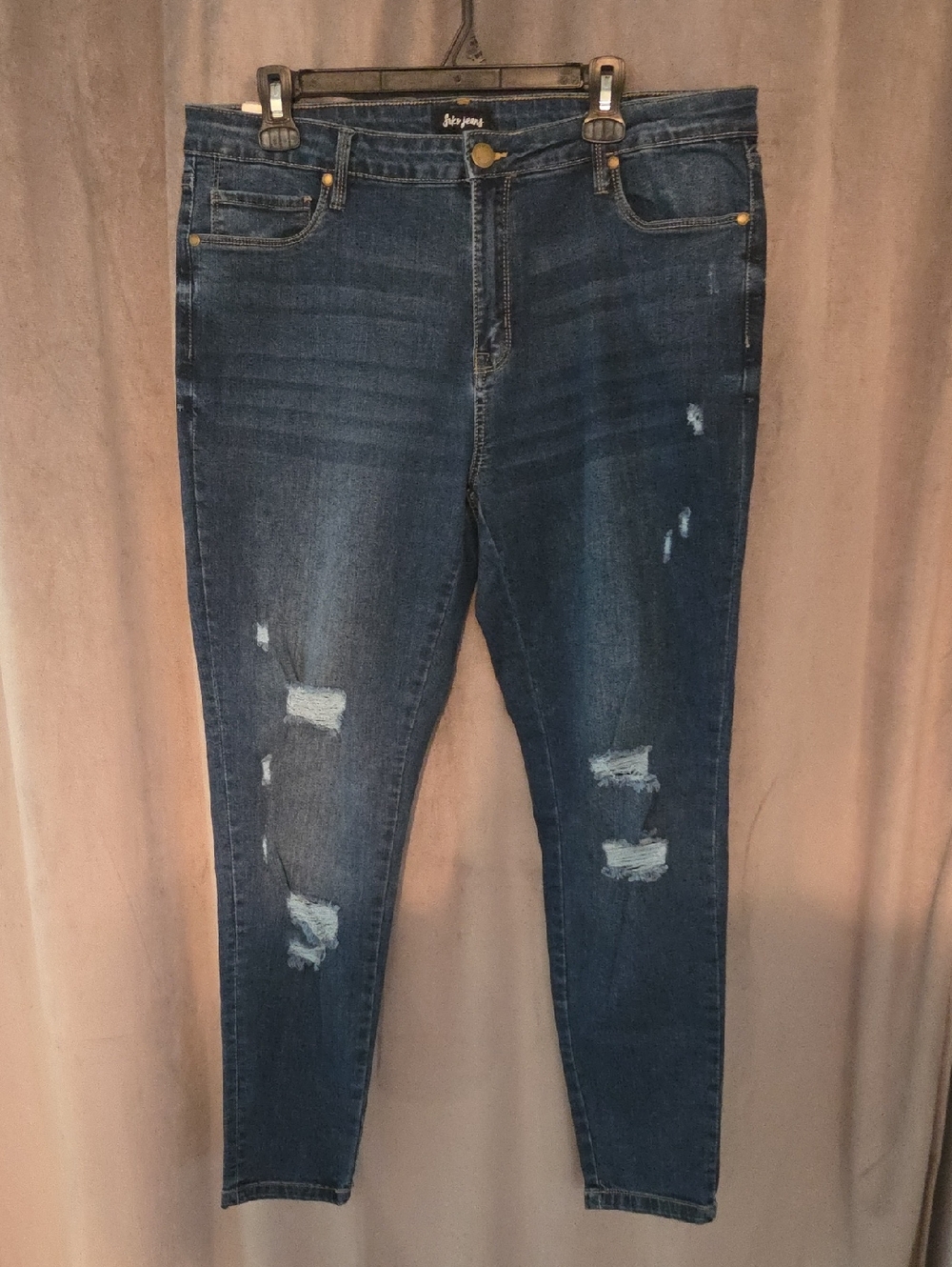 NWT Suko Jeans Size 14 Distressed Dark Blue Skinny Jeans for Women